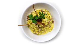A bowl of spaghetti carbonara